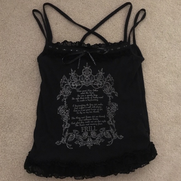 FRILL BLACK AND GREY TANK TOP - Picture 1 of 4